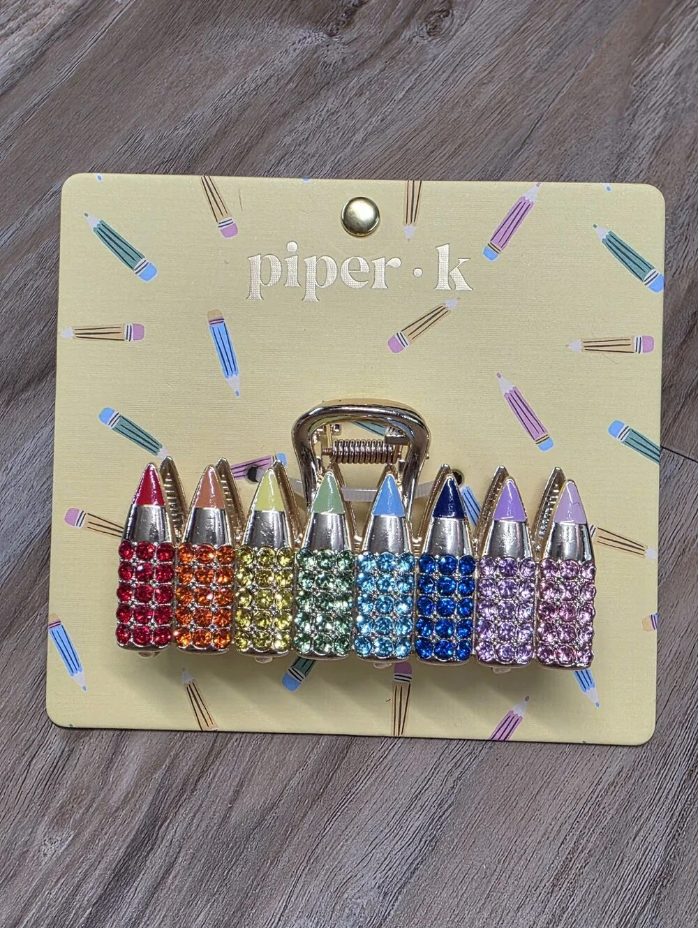 🔹️NWT Rainbow Rhinestone Pencil Crayon Metal Claw Hair Clip